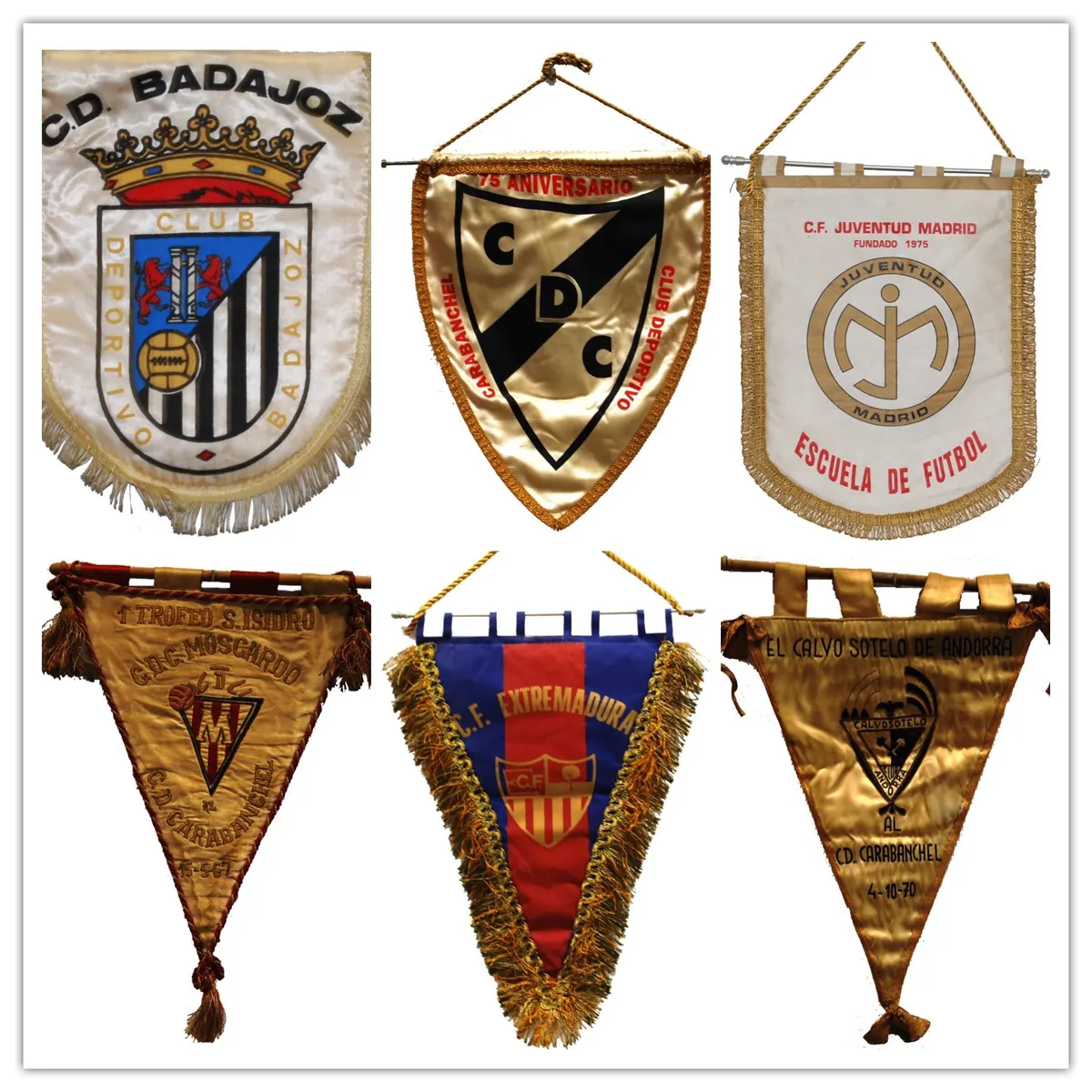 Banderines de clubes rivales, del archivo del Real C.D. Carabanchel