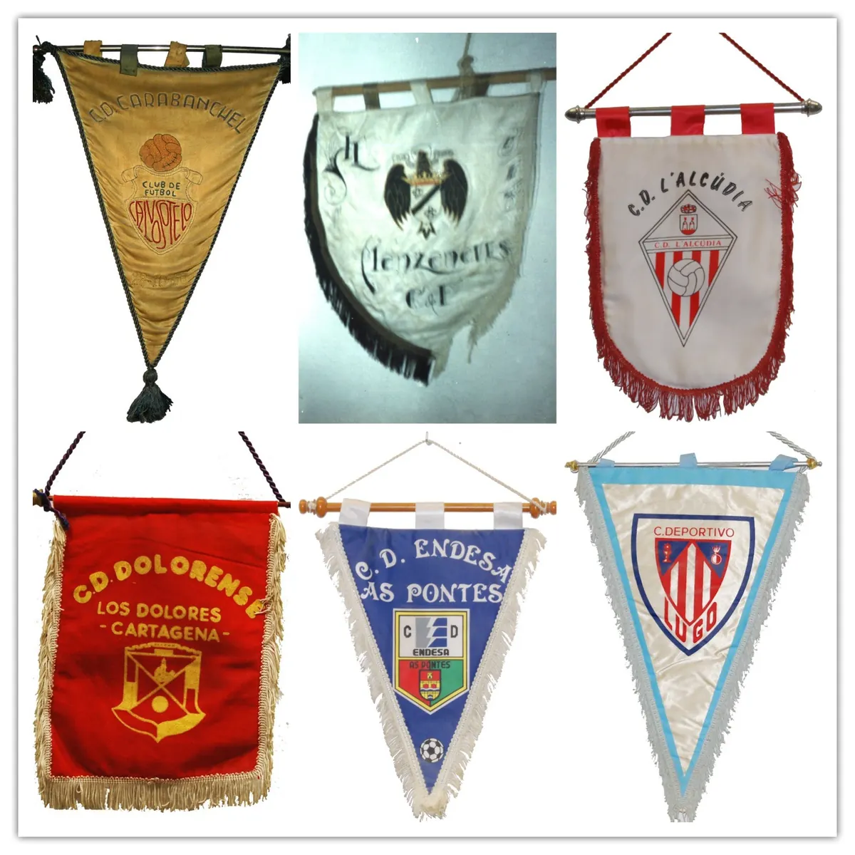 Banderines de clubes rivales, del archivo del Real C.D. Carabanchel