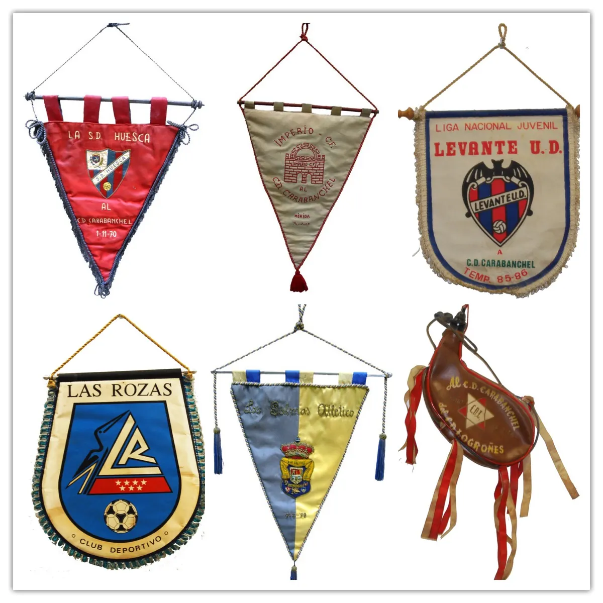 Banderines de clubes rivales, del archivo del Real C.D. Carabanchel