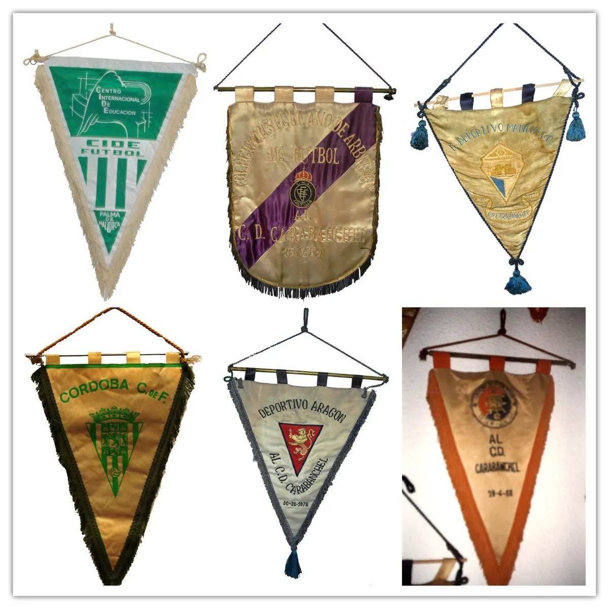 Banderines de clubes rivales, del archivo del Real C.D. Carabanchel