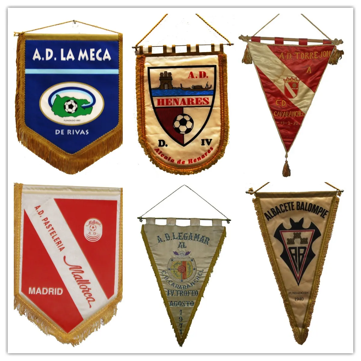 Banderines de clubes rivales, del archivo del Real C.D. Carabanchel