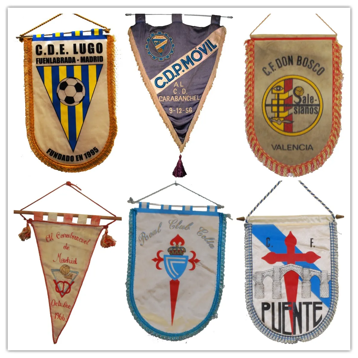 Banderines de clubes rivales, del archivo del Real C.D. Carabanchel