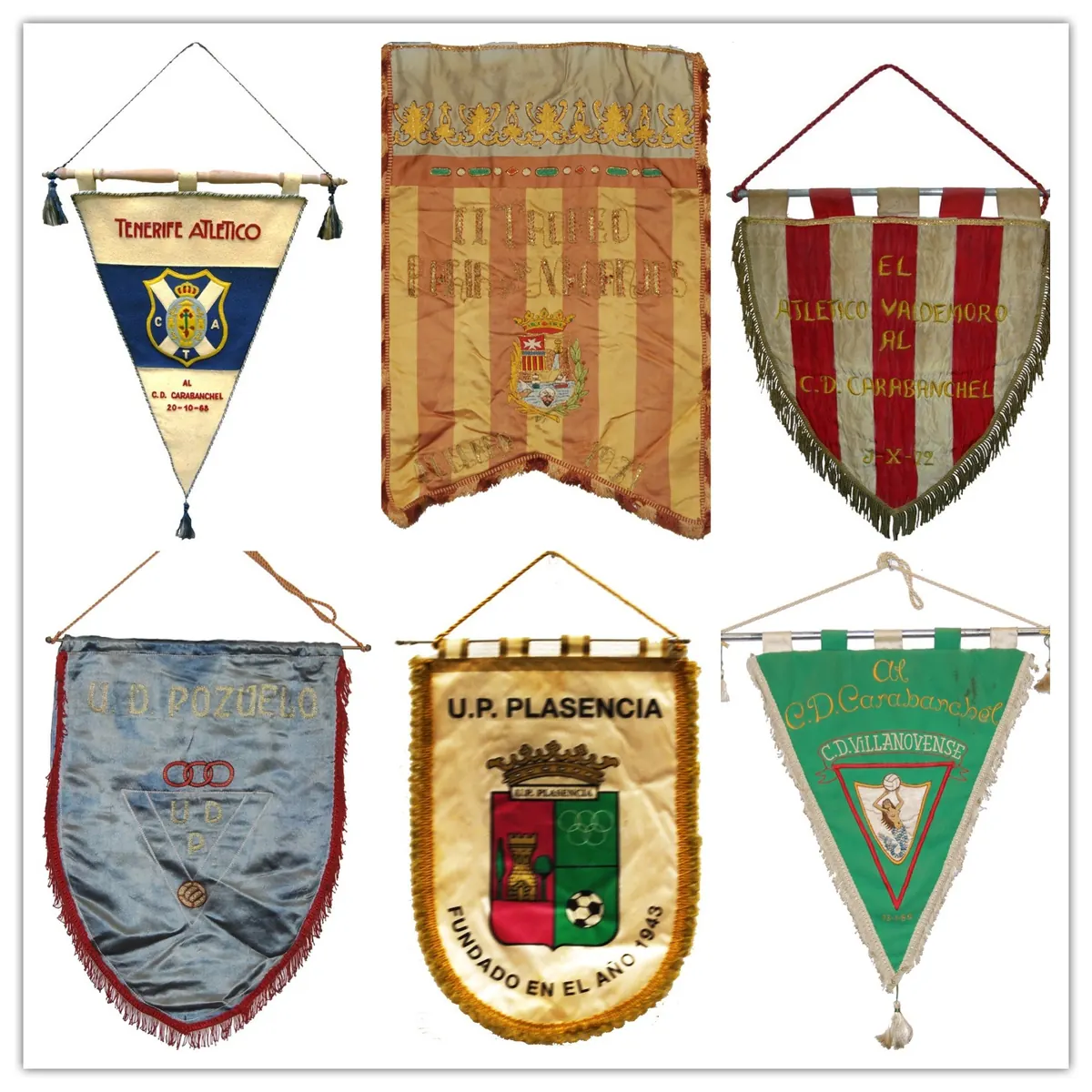 Banderines de clubes rivales, del archivo del Real C.D. Carabanchel