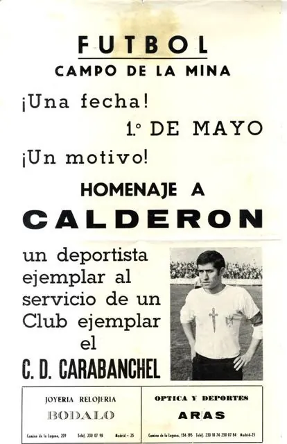 Cartel del homenaje a Calderón, Campo de La Mina, 1 de mayo