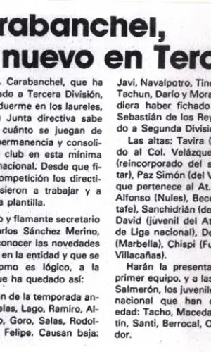 Recorte de prensa: «Carabanchel, nuevo en Tercera»