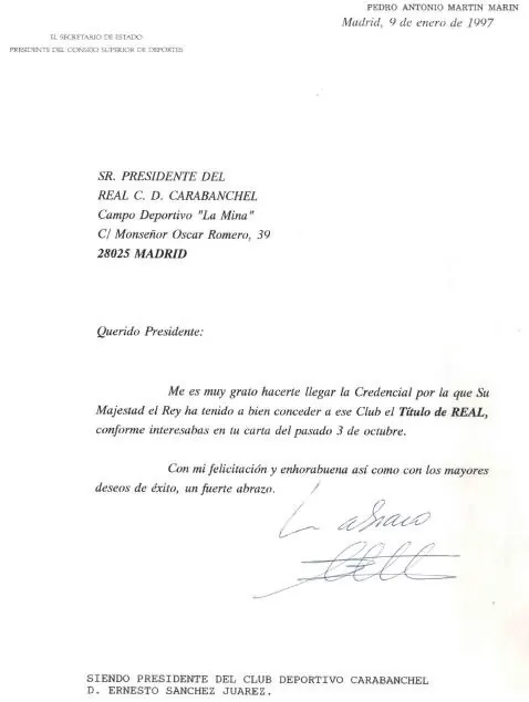 Documento del archivo del club: calendarios, lotería, peñas y cartas